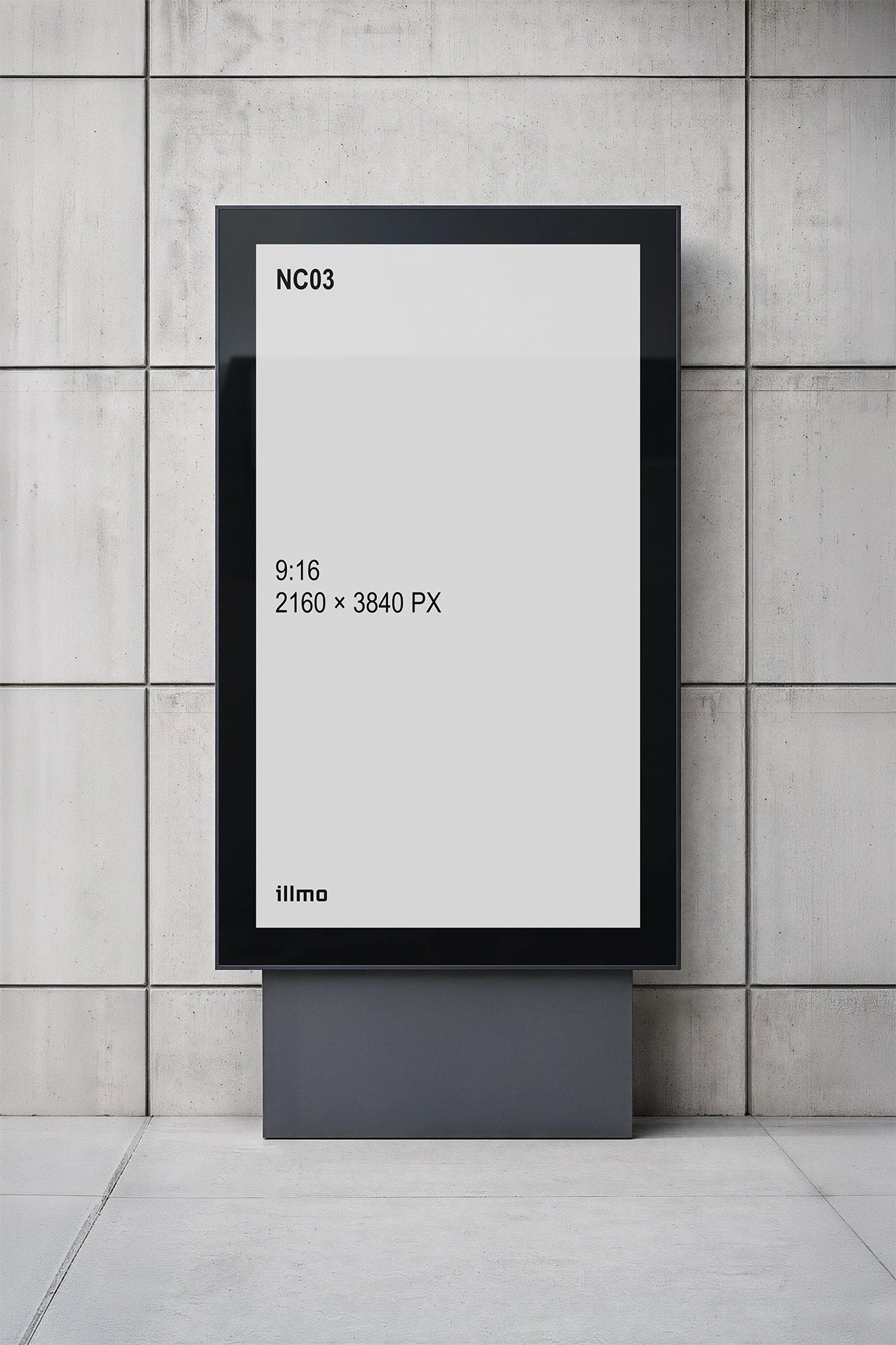 Close-up of a vertical digital billboard mockup with a white placeholder screen