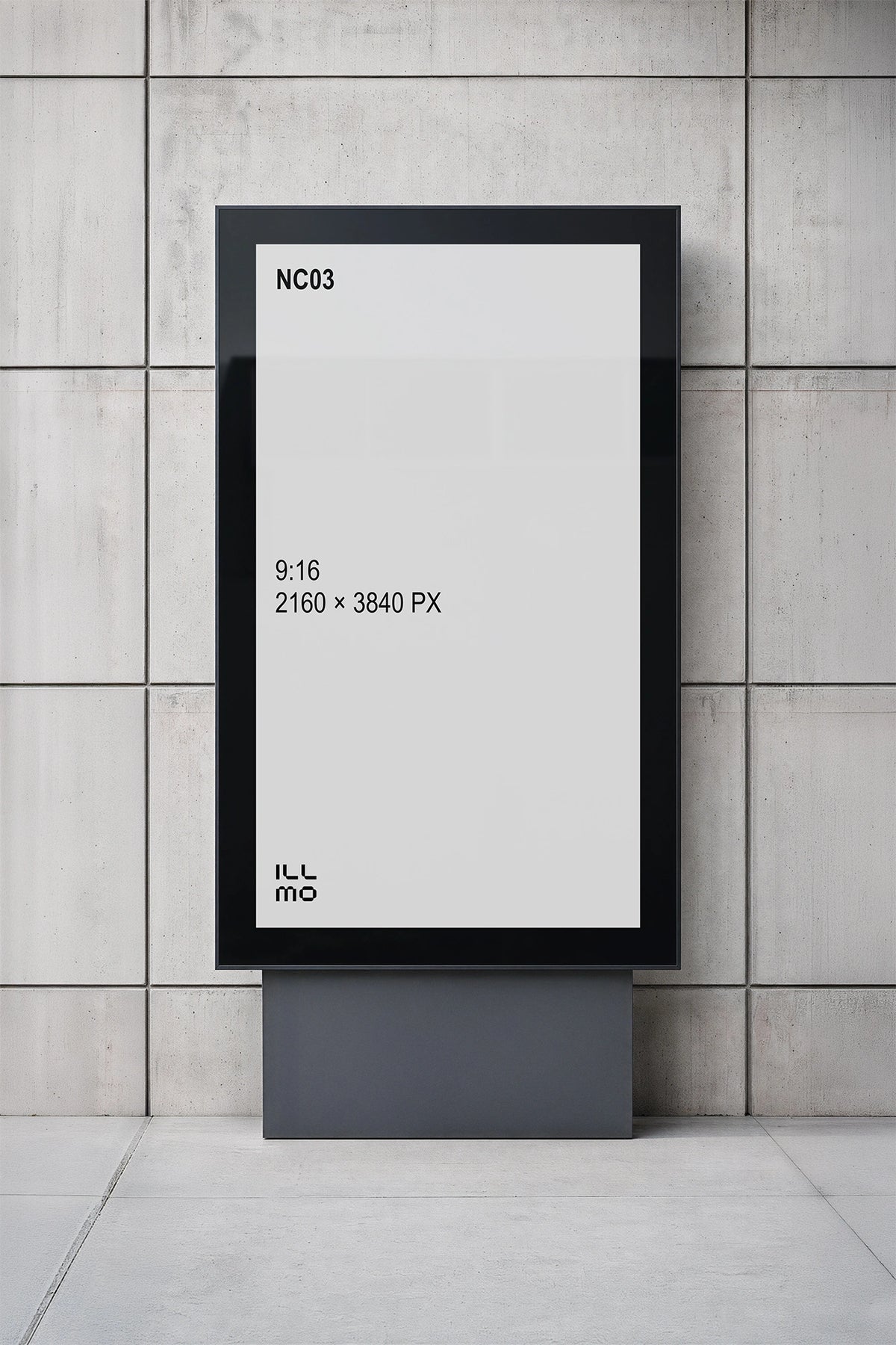 Close-up of a vertical digital billboard mockup with a white placeholder screen